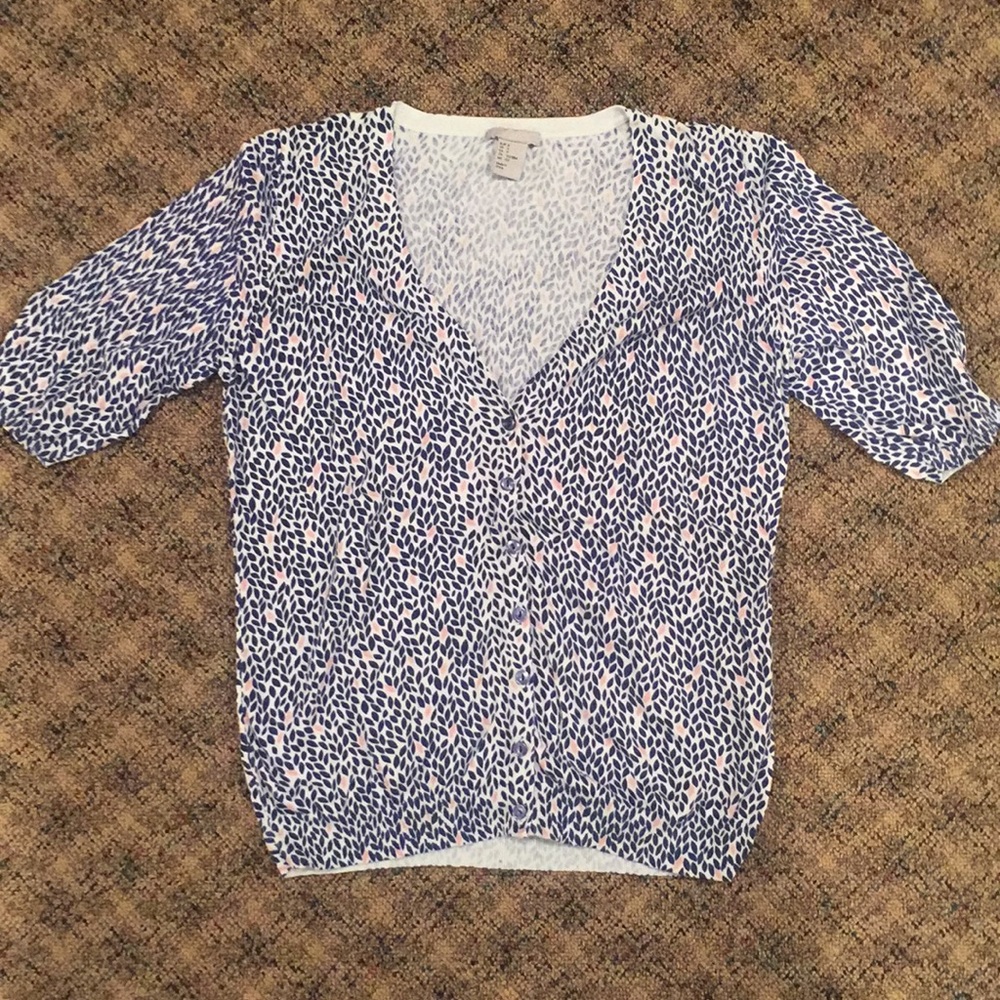 H&M Patterned V-Neck Half Sleeve Cardigan